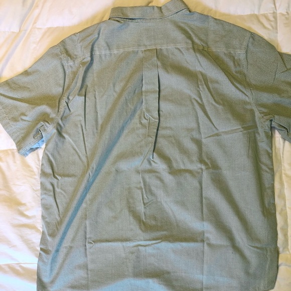 L.L.Bean Green Micro Striped Short Sleeve Button Front Shirt Size XL - Picture 8 of 8